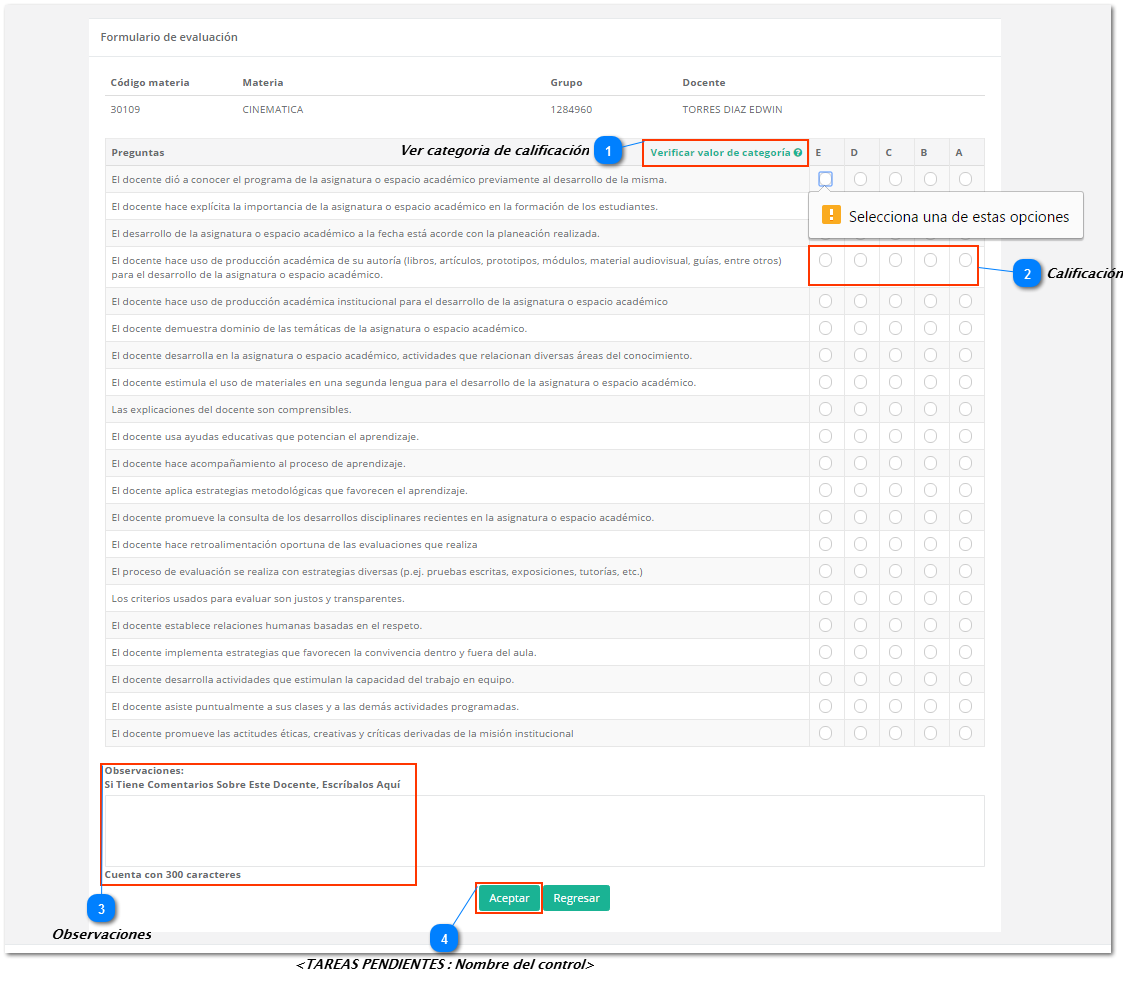 Formulario evaluación